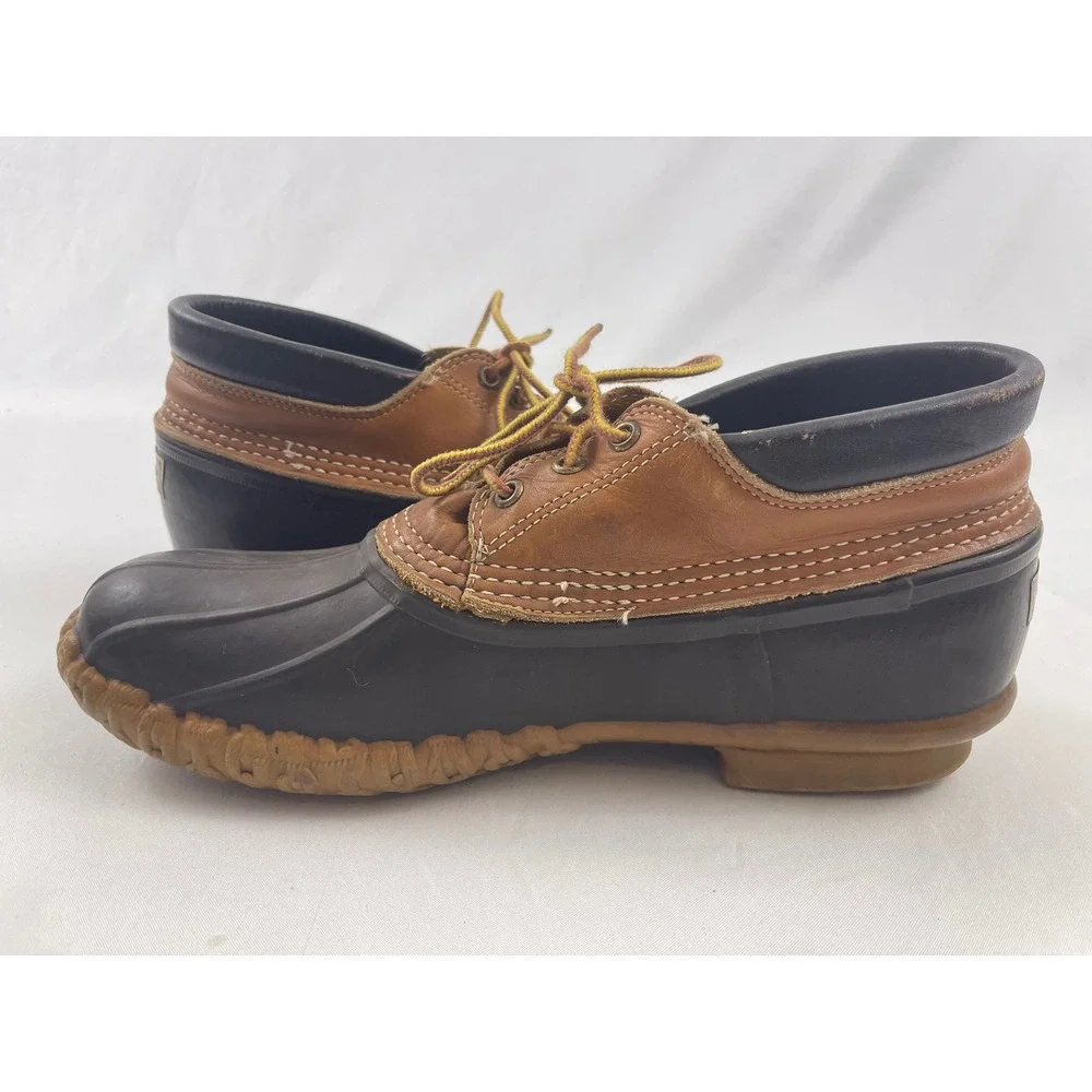 LL Bean Maine Hunting Shoe‎ Mens Brown Leather Rubber Duck Boots Low Top Size 10